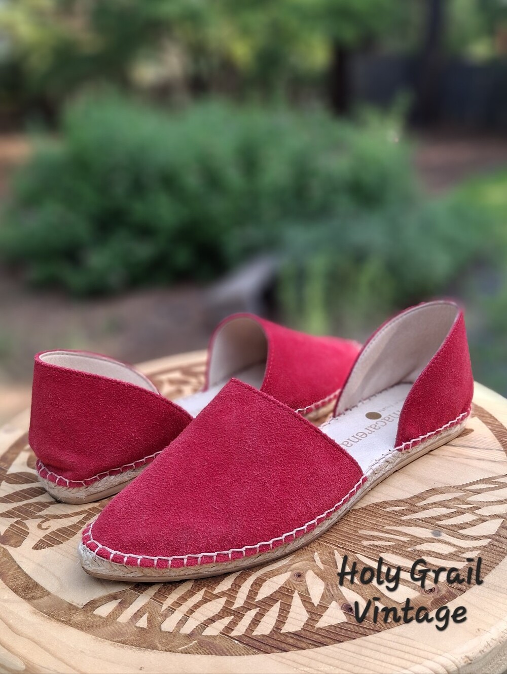 Macarena Iris Red Suede D'Orsay Flat Espadrille Sandals Size 38 Euro 7.5 US